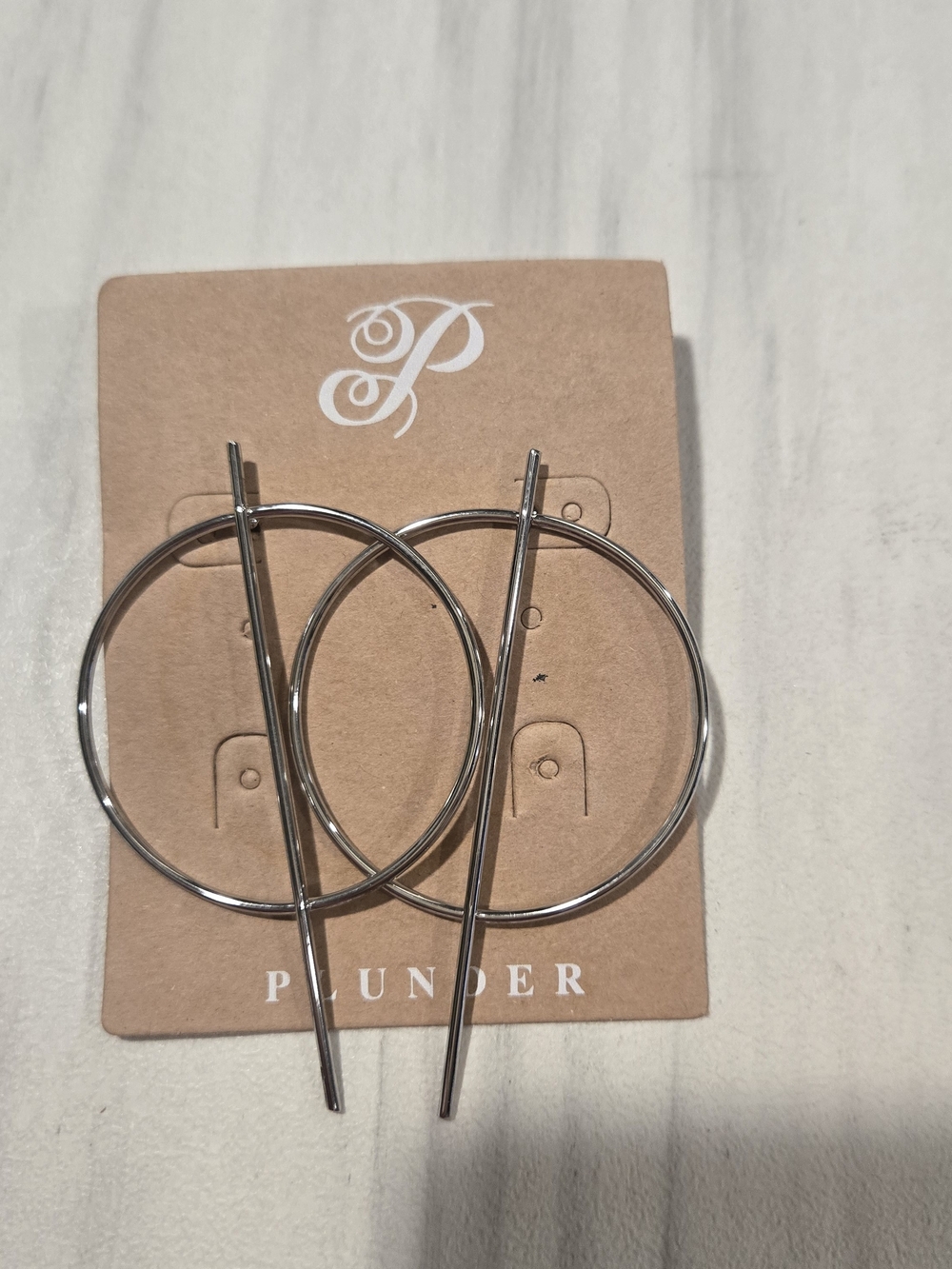 Plunder Silver Hoop Earrings with Linear Bar